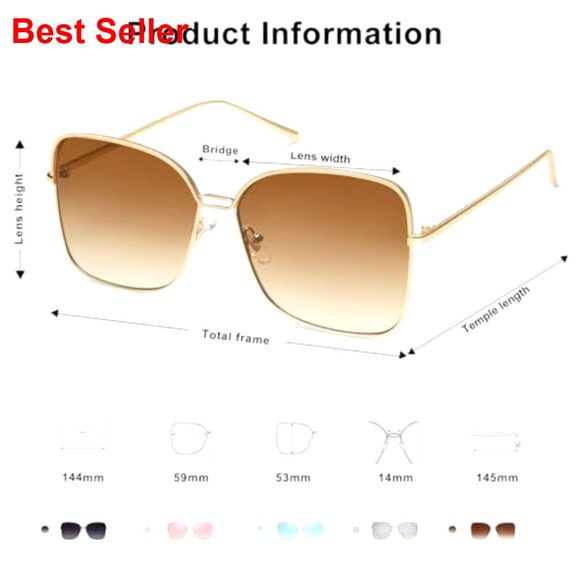 Oversized Square Sunglasses UV400 Protection Large Frame Designer Style - Picture 4 of 7